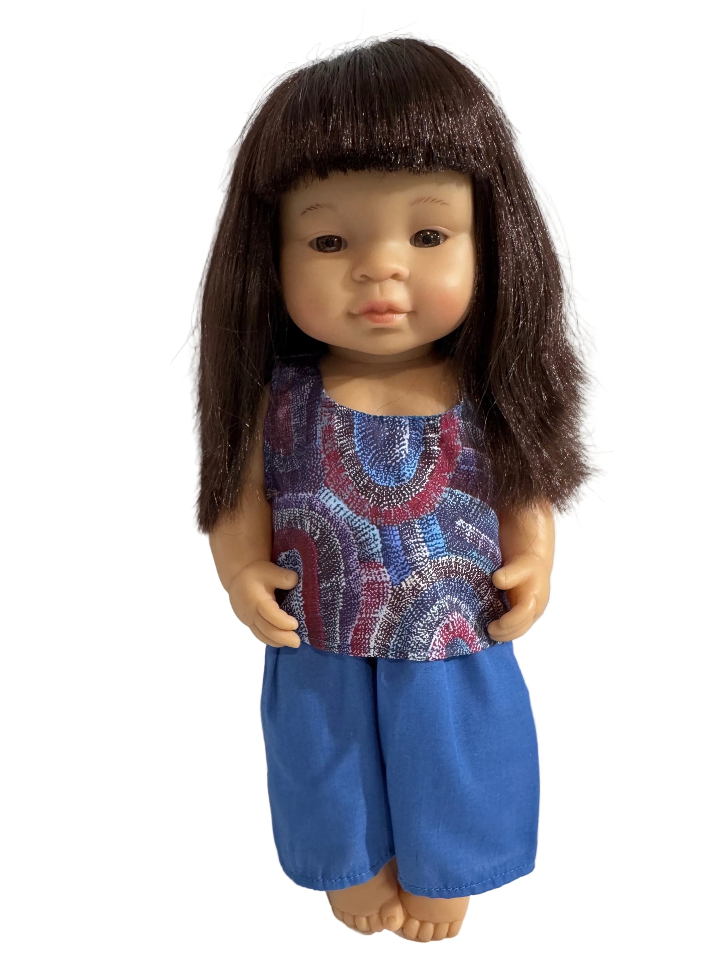 Blue Abstract Pattern Top & Pants Set - 2 Piece