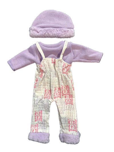 Lavender Sweater, Overalls & Beanie - 3 Piece Set