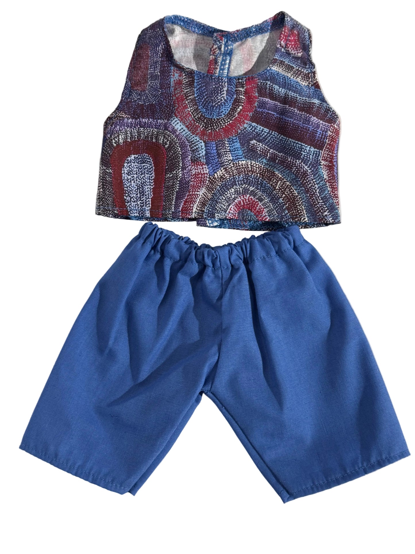 Blue Abstract Pattern Top & Pants Set - 2 Piece