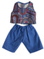 Blue Abstract Pattern Top & Pants Set - 2 Piece