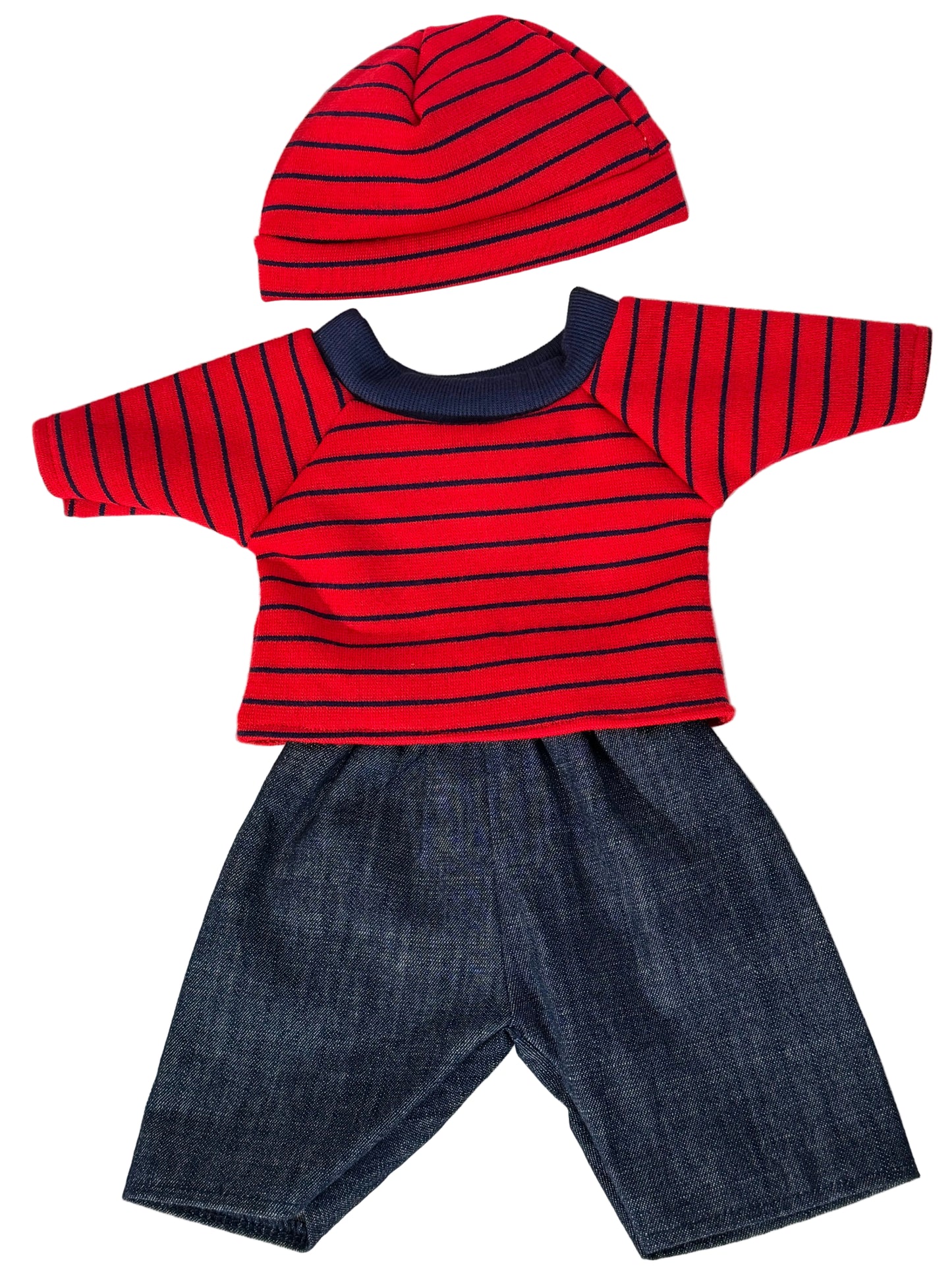 Striped Shirt, Jeans & Beanie - 3 Piece