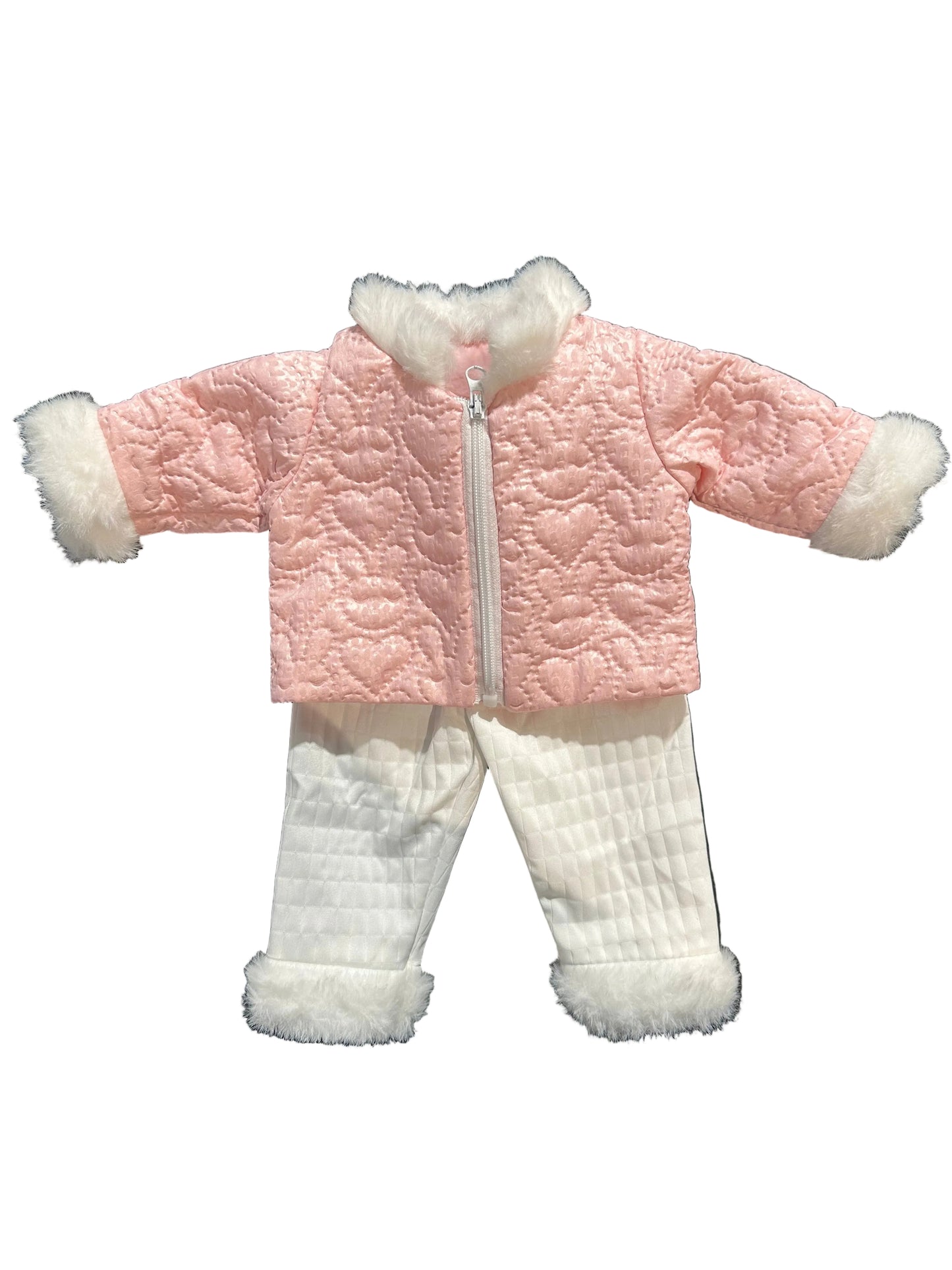 Pink Bunny & Heart Winter Jacket & Pants - 2 Piece Set