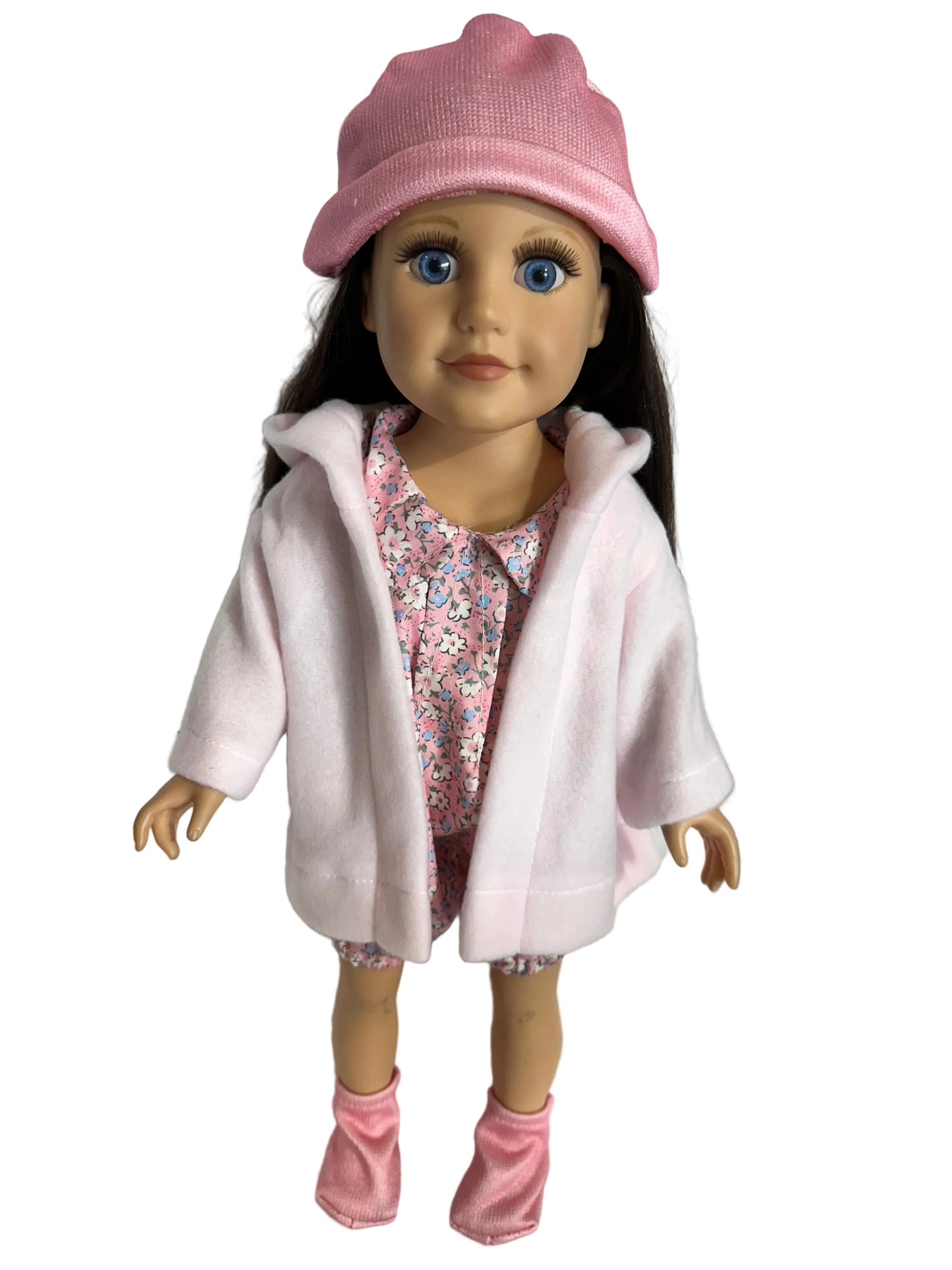 Blush  Floral Romper, Beanie, Hooded Jack & Booties - 4 Piece Set