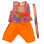 Indigenous Multicoloured Pattern Frilled Top, Orange Pants & Matching Hair Tie - 3 Piece Set