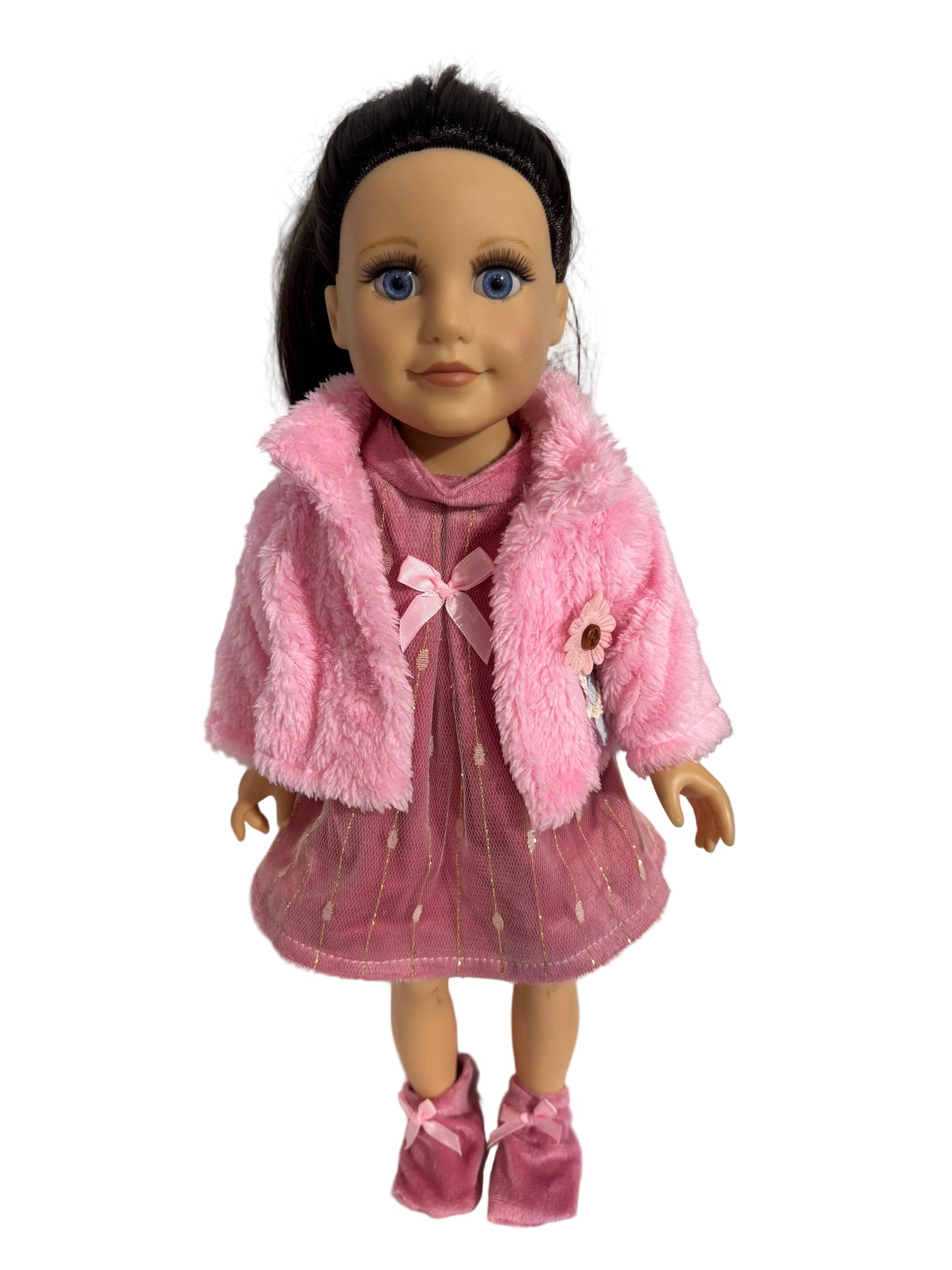 Cozy Pink Dress, Cardigan & Booties - 3 Piece Set