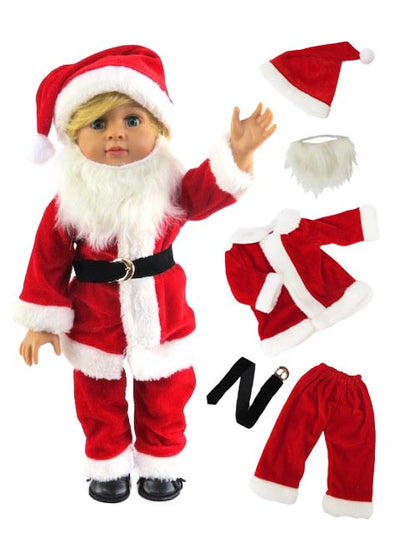 Mr. Claus Outfit with Beard - 5 Piece Set