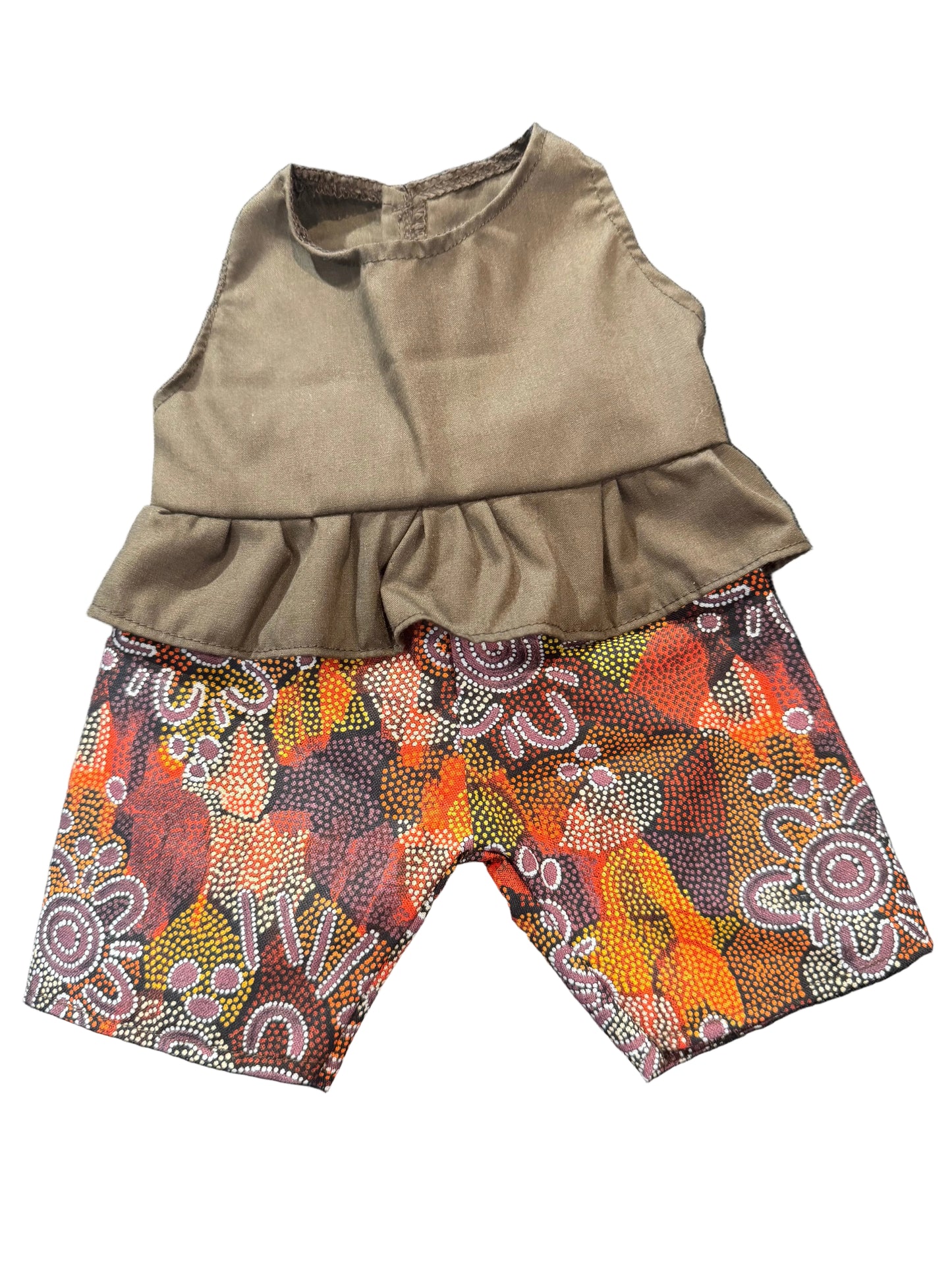 Indigenous Pattern Ruffled Singlet & Pant Set - 2 Piece