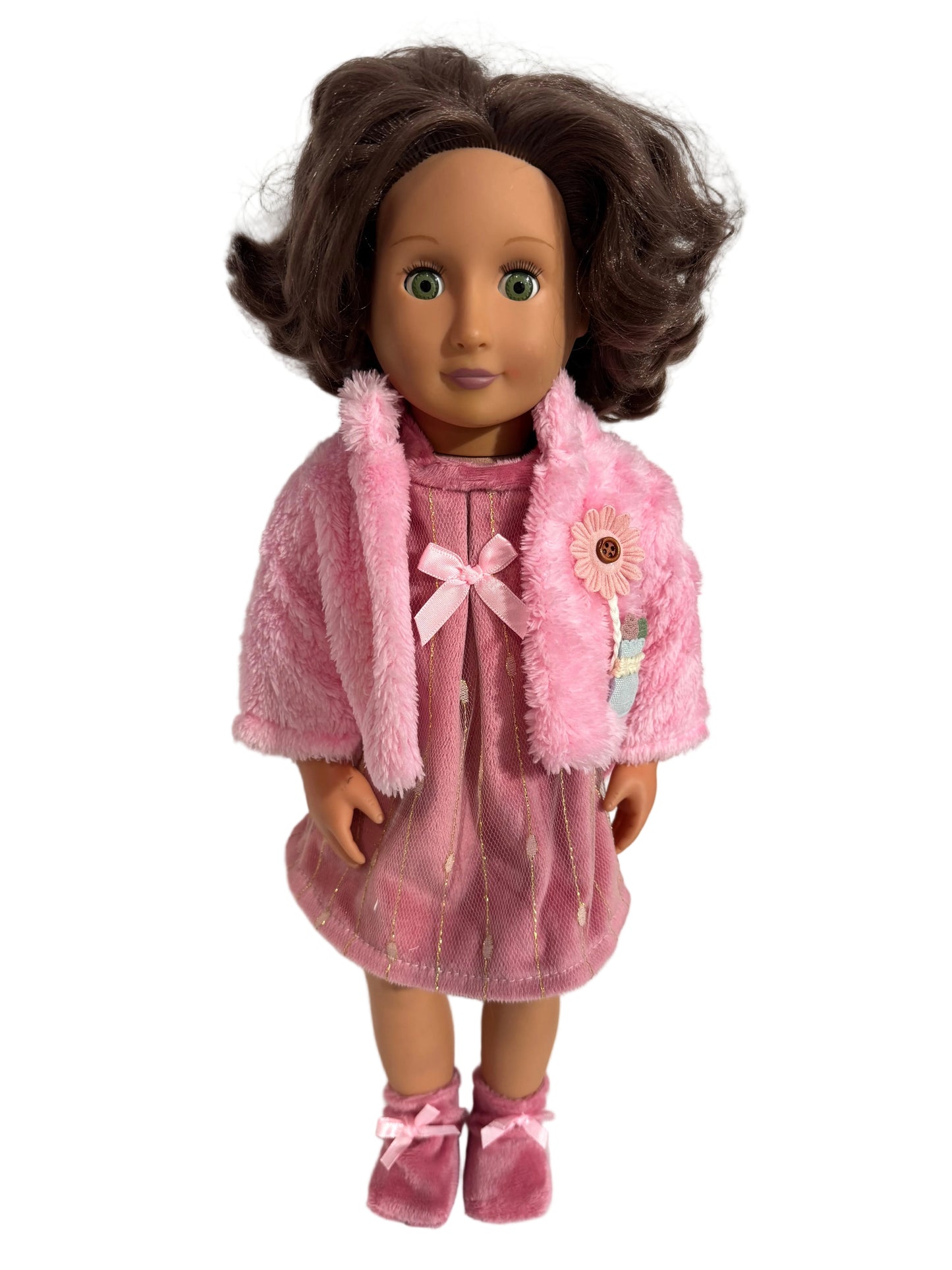 Cozy Pink Dress, Cardigan & Booties - 3 Piece Set