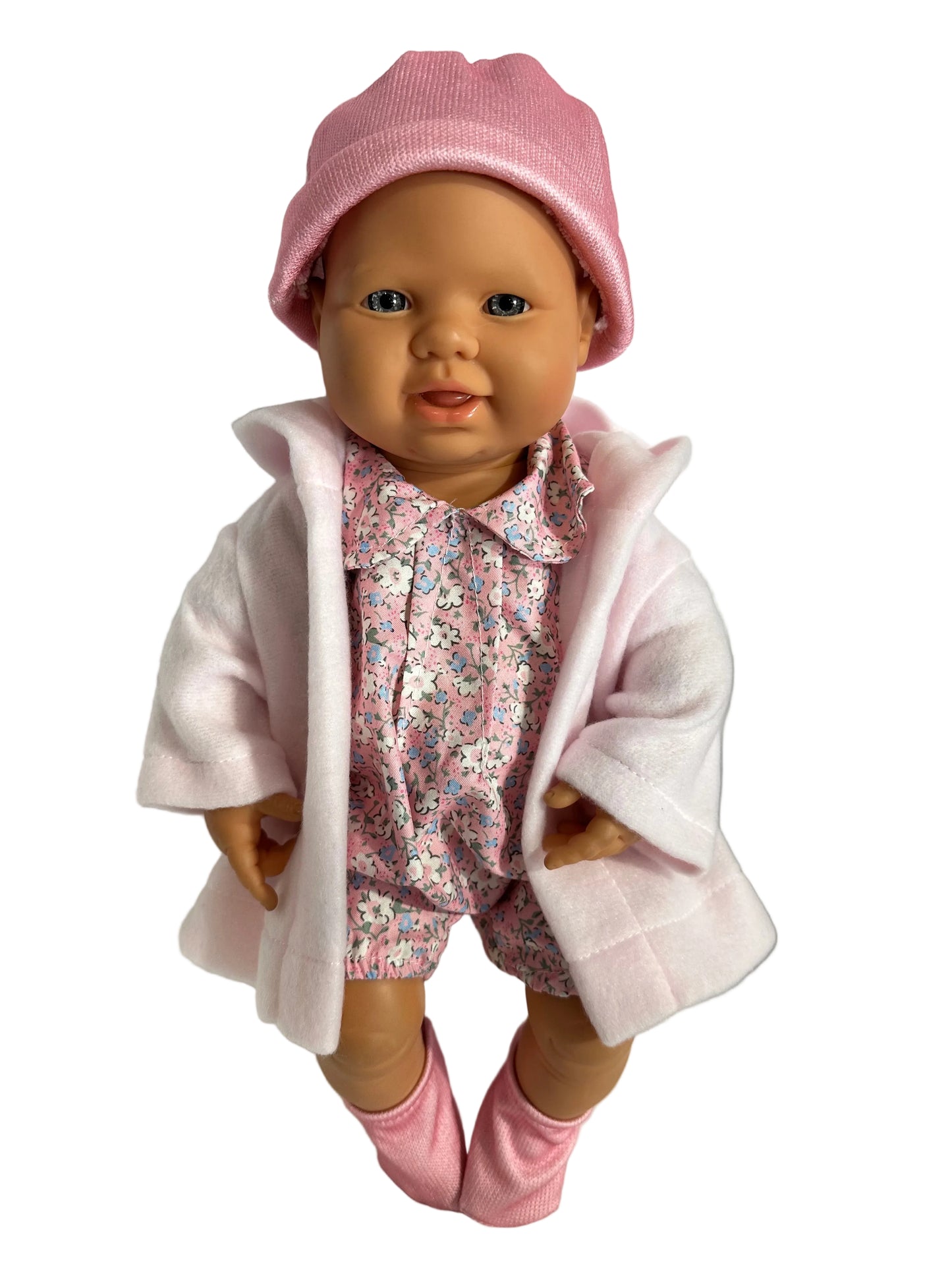 Blush  Floral Romper, Beanie, Hooded Jack & Booties - 4 Piece Set