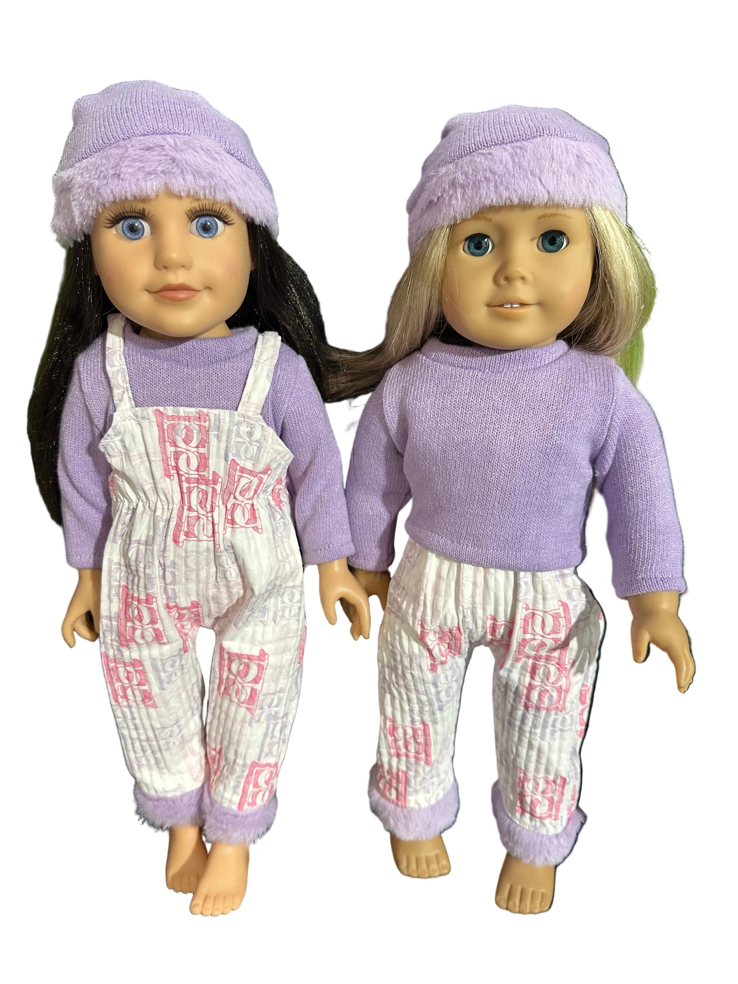 Lavender Sweater, Overalls & Beanie - 3 Piece Set