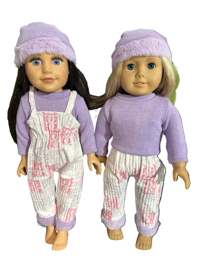 Lavender Sweater, Overalls & Beanie - 3 Piece Set