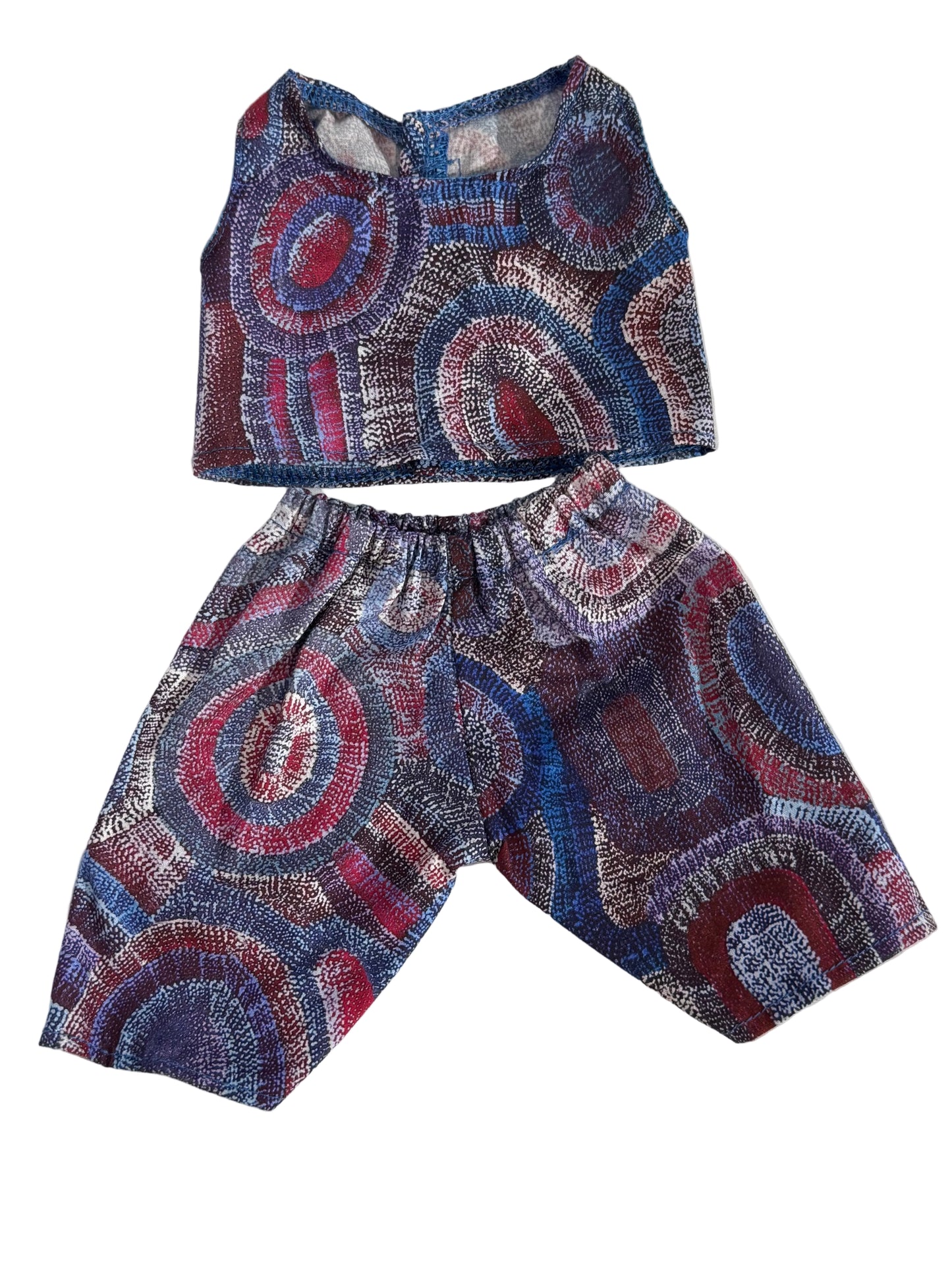 Blue Abstract Pattern Top & Pants Set - 2 Piece