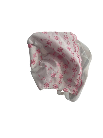 Pink & White Lace Bonnet