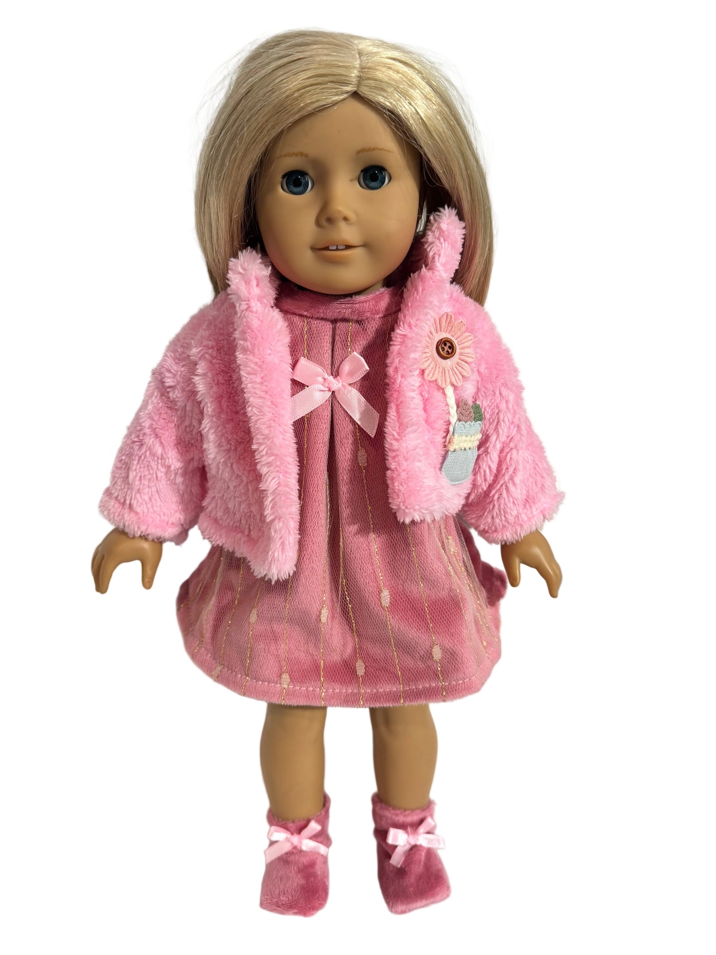 Cozy Pink Dress, Cardigan & Booties - 3 Piece Set