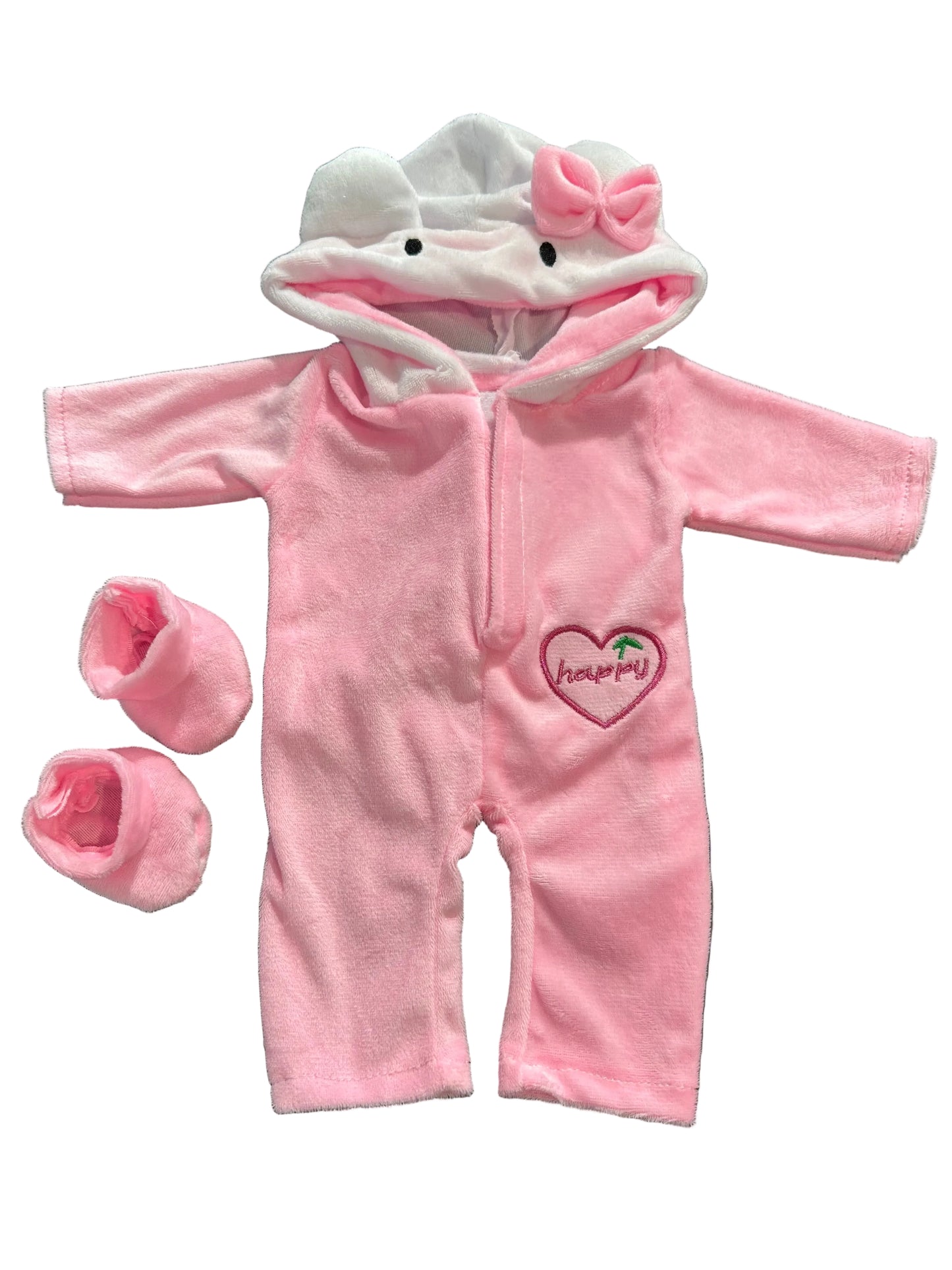 Plush Onesie with Hood & Booties - 2 Piece Set