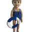 Blue Polka Dot Bathing Swimsuit with Float - 3 Piece Set