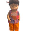 Indigenous Multicoloured Pattern Frilled Top, Orange Pants & Matching Hair Tie - 3 Piece Set