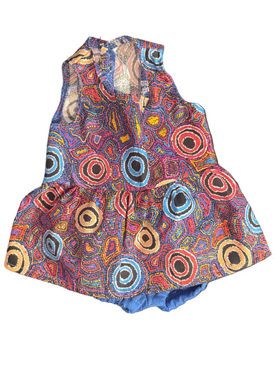 Indigenous Pattern Blue Circle Dress & Blue Bloomers Set - 2 Piece Set