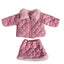 Cozy Chic Pink Quilted Jacket & Skirt Set with Faux Fur Trim - 2 Piece Set