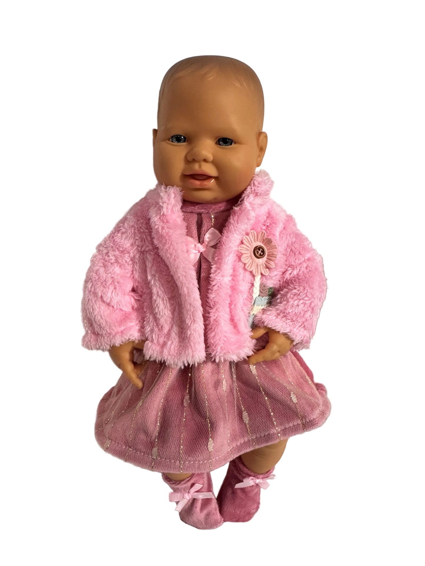 Cozy Pink Dress, Cardigan & Booties - 3 Piece Set
