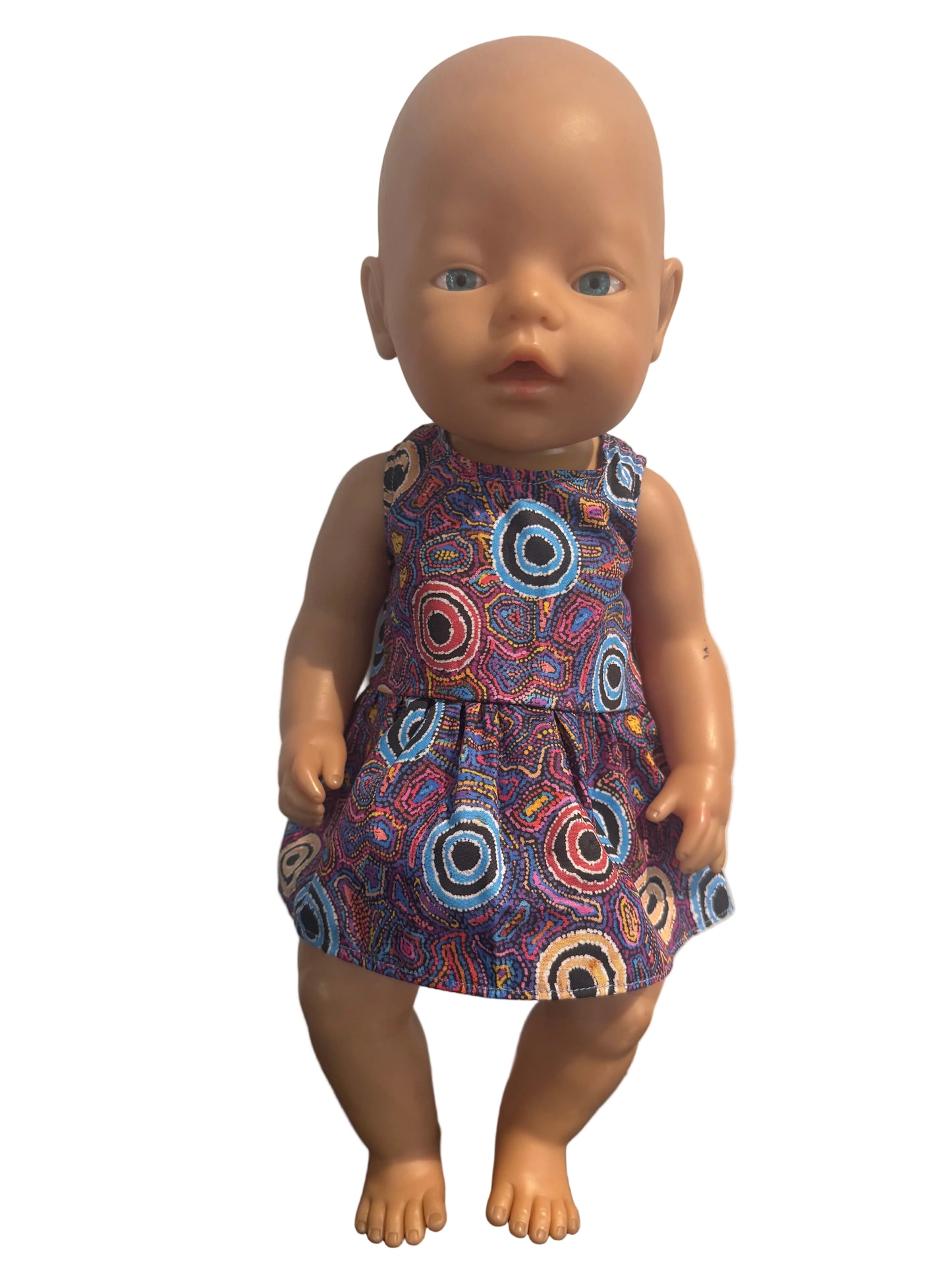 Indigenous Pattern Blue Circle Dress & Blue Bloomers Set - 2 Piece Set