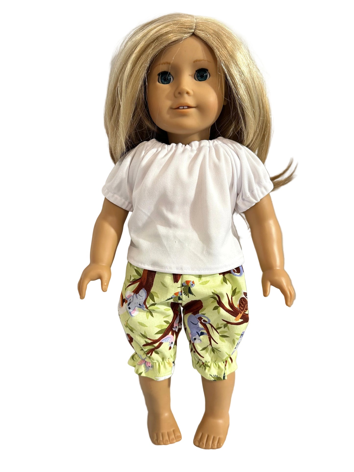 White Ruffled Shirt & Animal Print Pant Set - 2 Piece