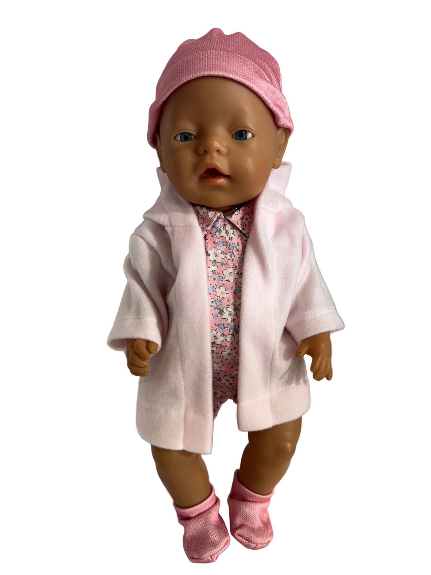 Blush  Floral Romper, Beanie, Hooded Jack & Booties - 4 Piece Set