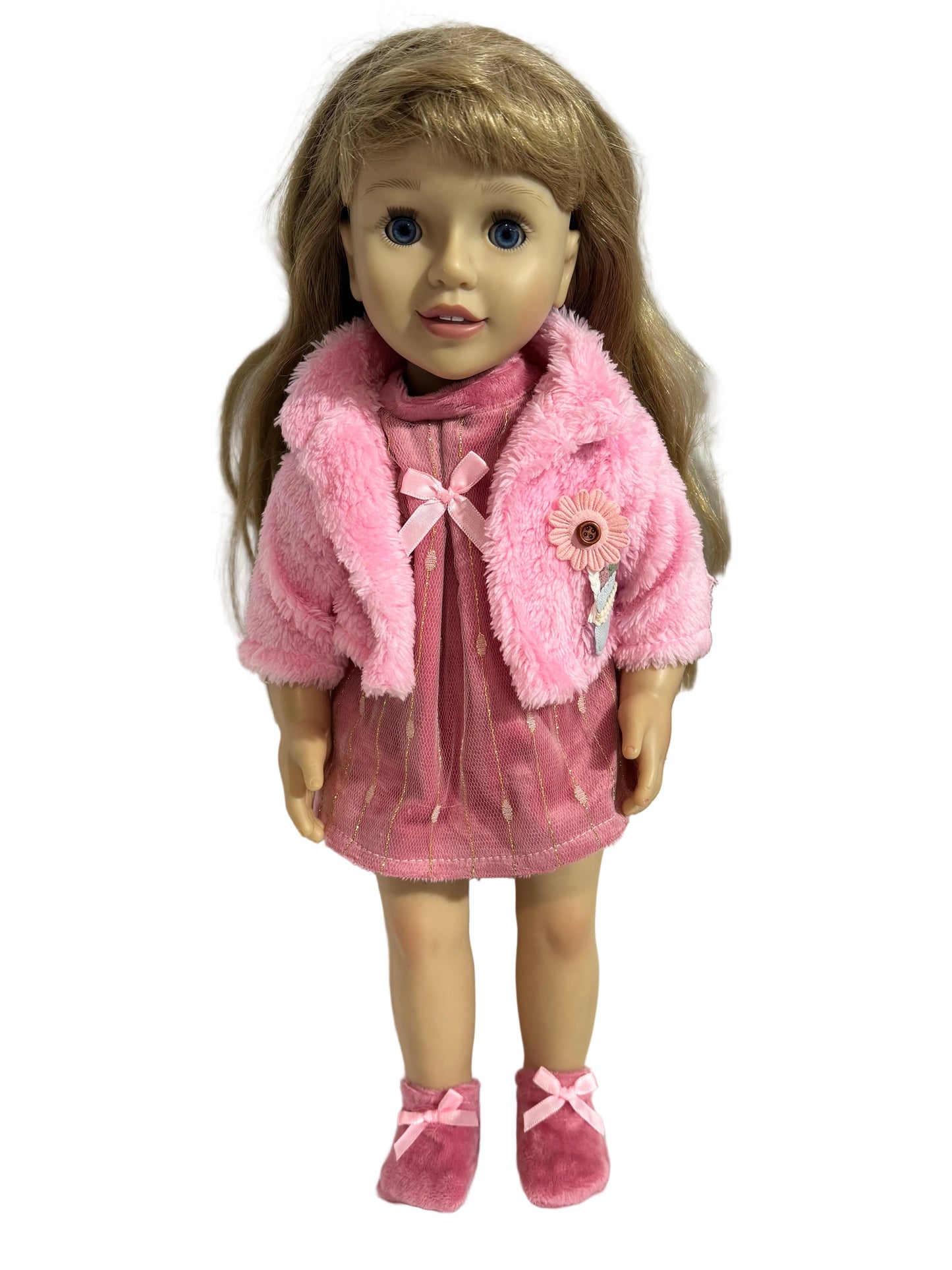 Cozy Pink Dress, Cardigan & Booties - 3 Piece Set