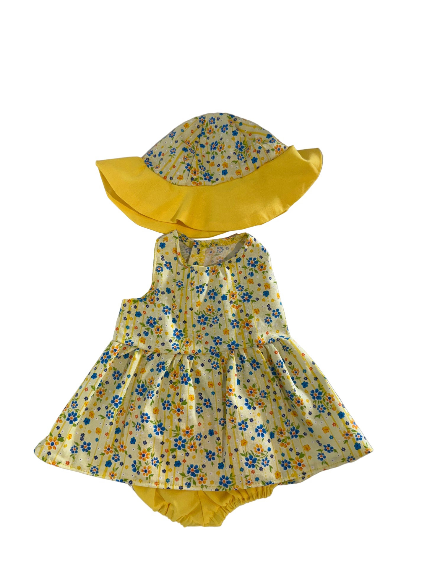 Yellow Floral Dress & Panties - 3 Piece Set