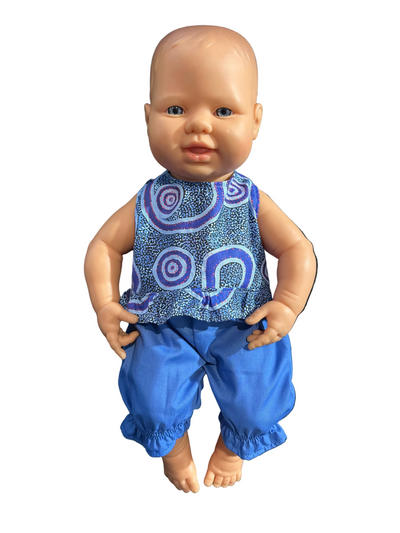 Frilled Indigenous Top & Shorts Set - 2 Piece