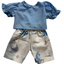 Frilled Top & Wide Pants Set - 2 Piece