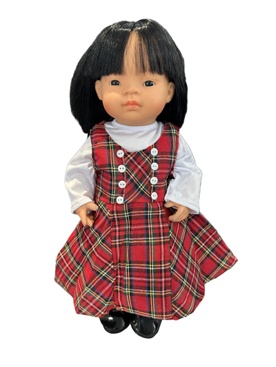 Little Red Tartan Dress Outfit - 3 Piece Set