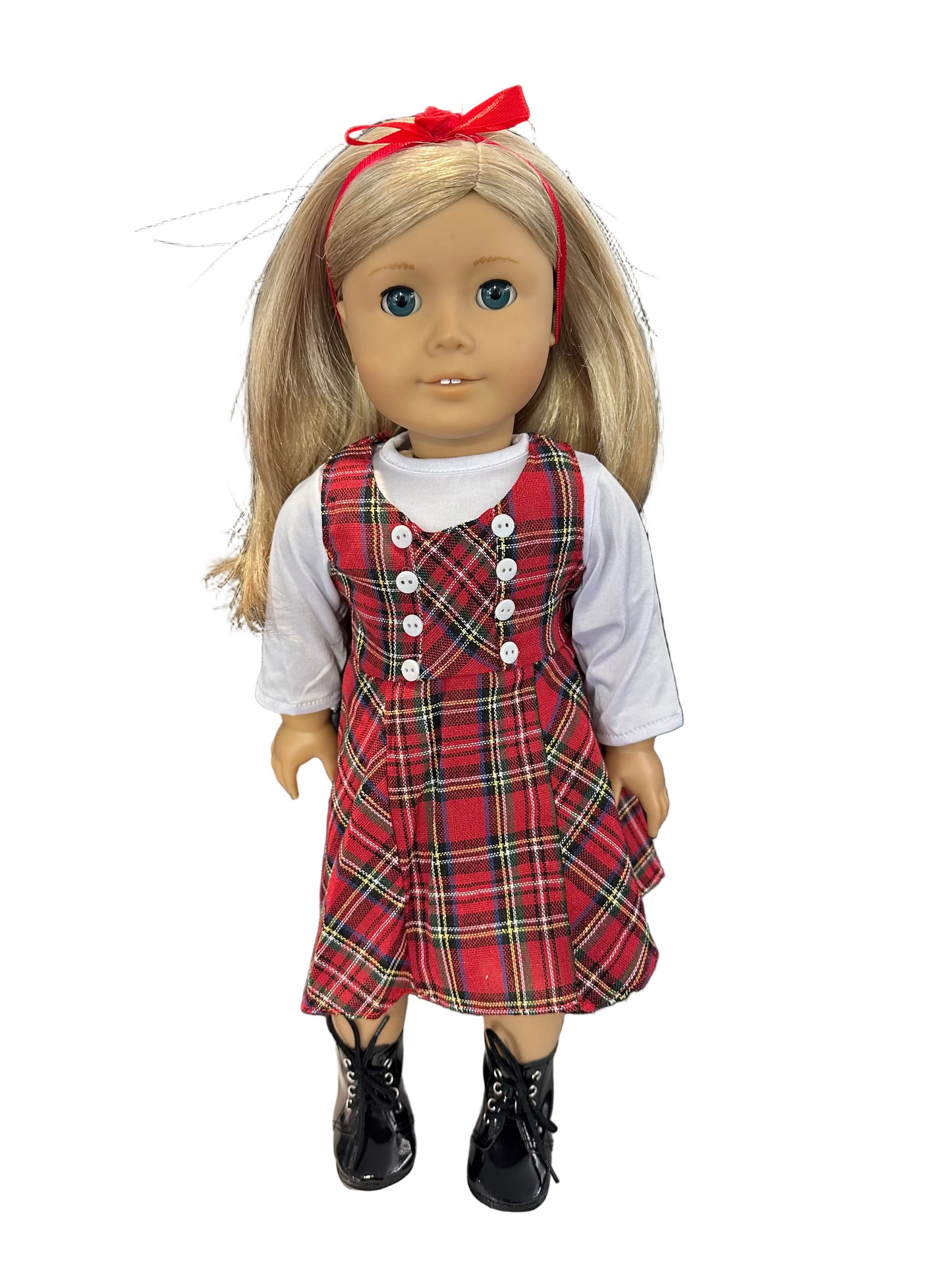 Little Red Tartan Dress Outfit - 3 Piece Set