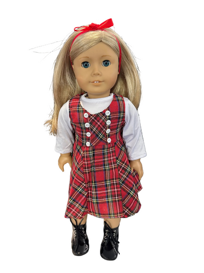 Little Red Tartan Dress Outfit - 3 Piece Set