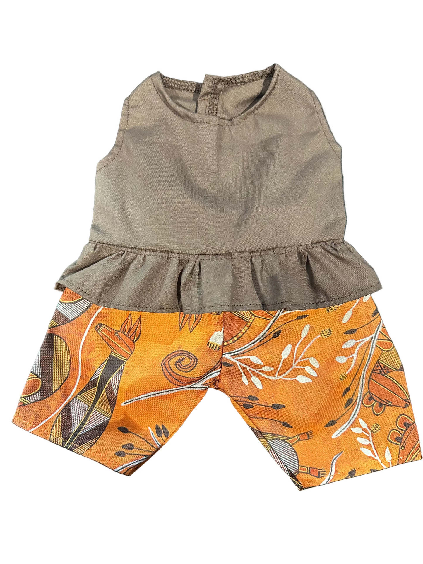 Indigenous Pattern Ruffled Singlet & Pant Set - 2 Piece