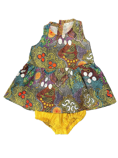 Indigenous Pattern Dress & Bloomers Set (Yellow) - 2 Piece