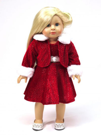 Red Sparkle Dress With Coat  - 2 Piece Set