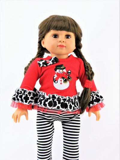 Snowman Outfit & Striped Leggings - 2 Piece Set