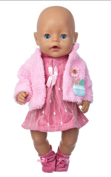 Cozy Pink Dress, Cardigan & Booties - 3 Piece Set