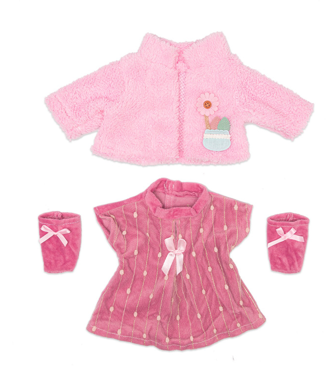 Cozy Pink Dress, Cardigan & Booties - 3 Piece Set