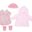 Blush  Floral Romper, Beanie, Hooded Jack & Booties - 4 Piece Set