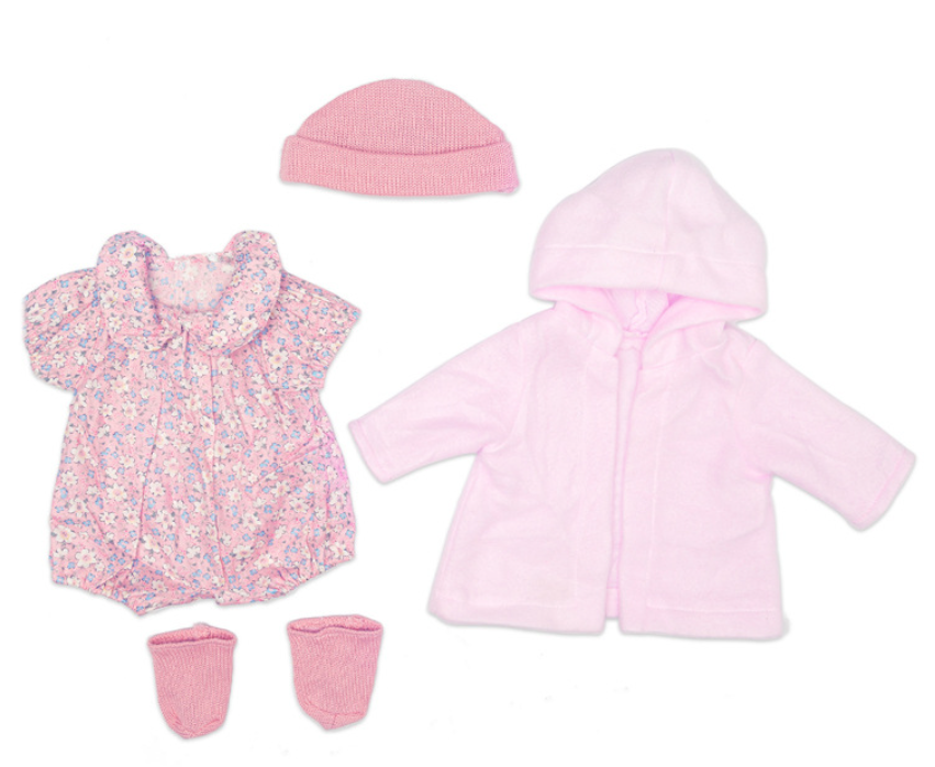 Blush  Floral Romper, Beanie, Hooded Jack & Booties - 4 Piece Set