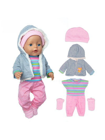 Cozy Striped Jumpsuit with Beanie, Hooded Jacket & Booties - 4 Piece Set