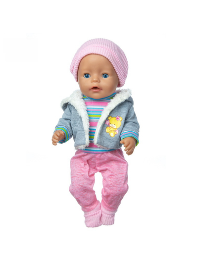 Cozy Striped Jumpsuit with Beanie, Hooded Jacket & Booties - 4 Piece Set