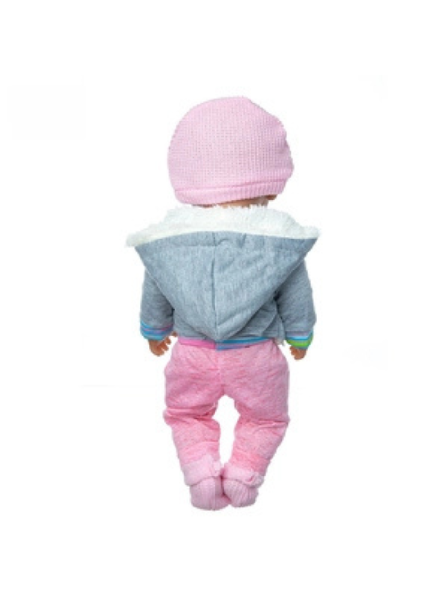 Cozy Striped Jumpsuit with Beanie, Hooded Jacket & Booties - 4 Piece Set