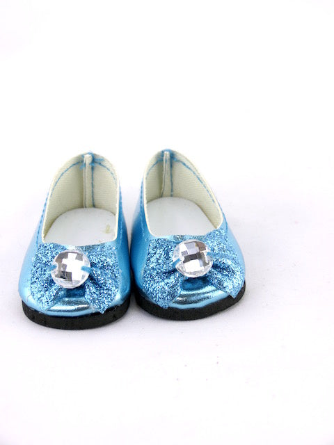 Dolls Blue Sparkle Bow Shoes (s)