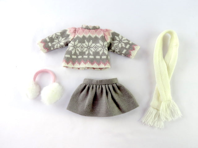 Dolls Grey and Pink Winter Skirt Set
