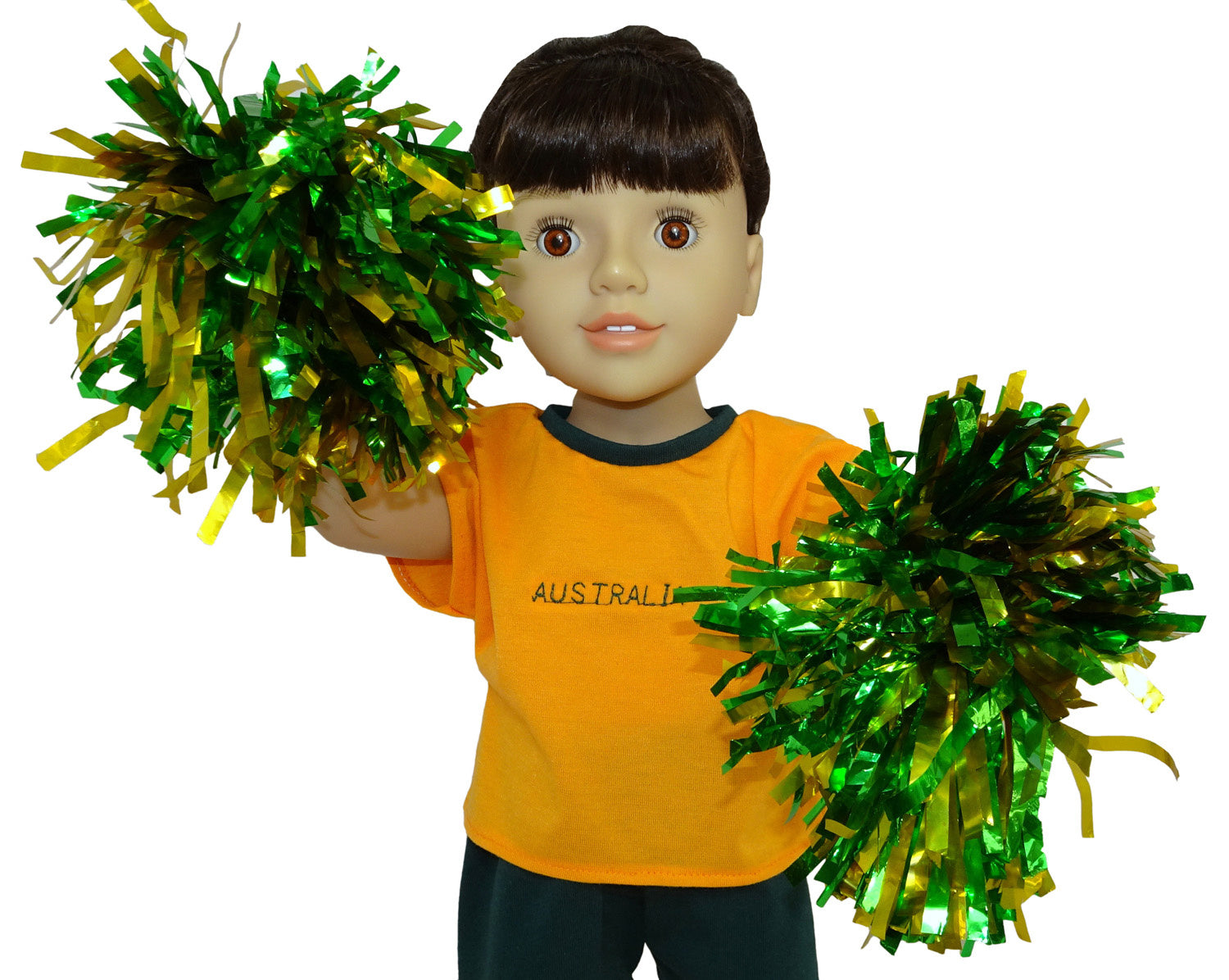 Dolls Green & Gold Pom Poms