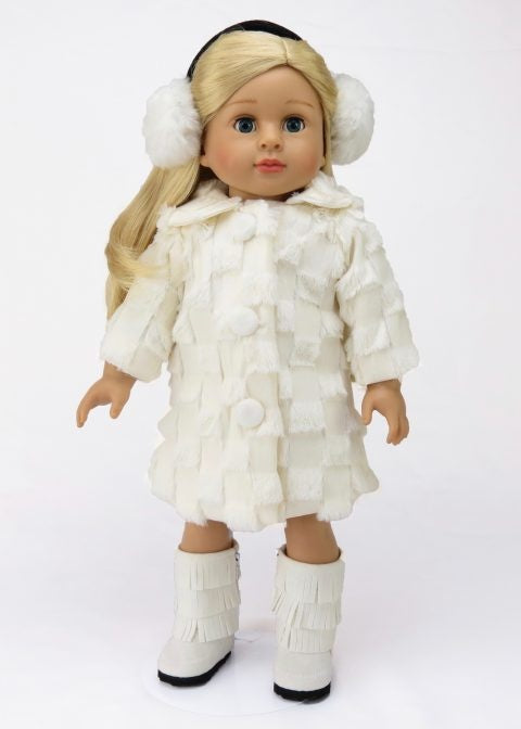 Dolls White Fur Coat
