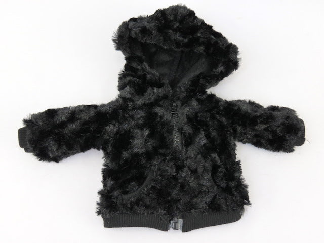 Warm Black Fuzzy Jacket with Hoodie
